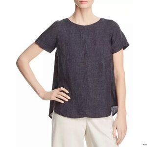Eileen Fisher Organic Linen High Low Top Blouse Size S/P